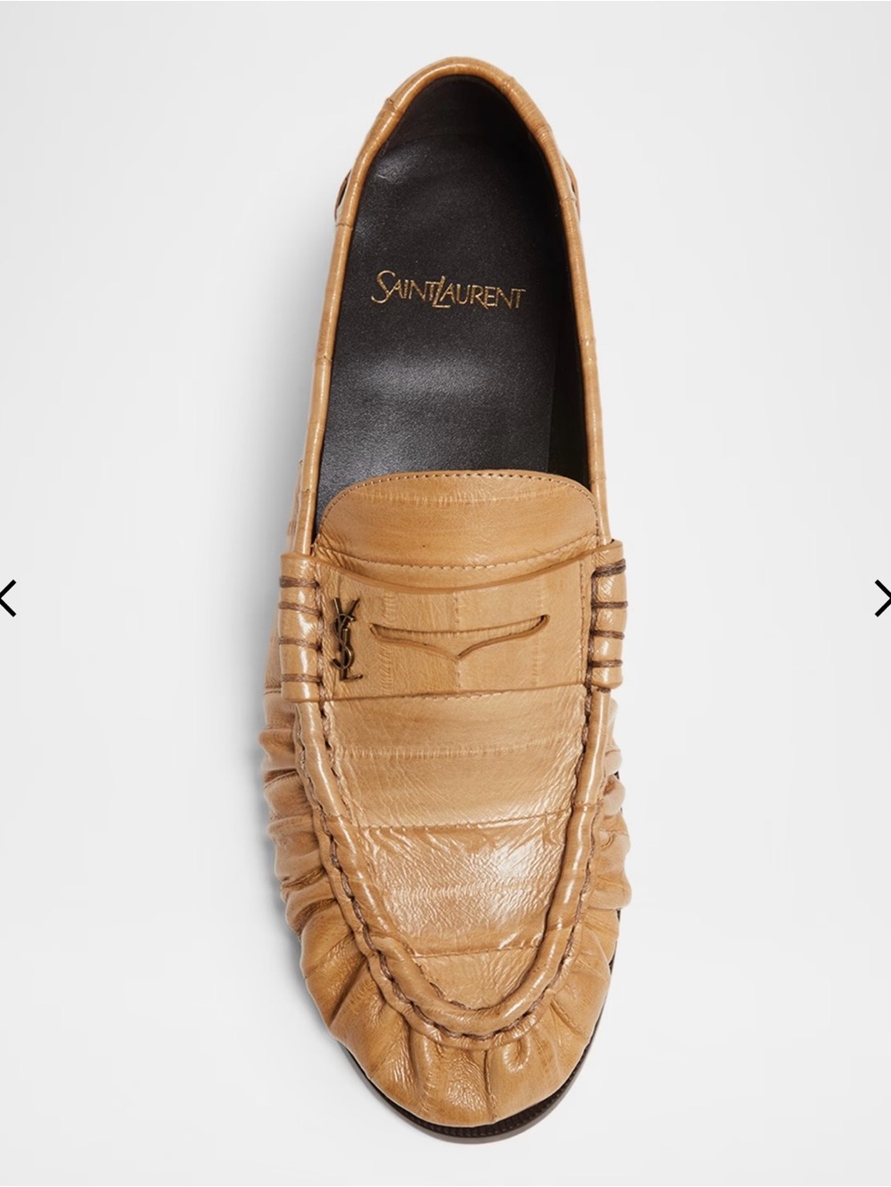 Saint Laurent Tan Leather Penny Loafers with YSL Hardware